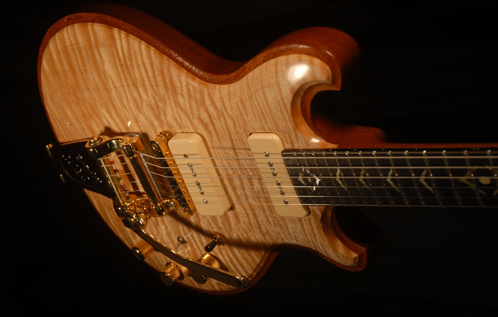 detailed front view of michael mccarten's DC13 double cutaway electric guitar model