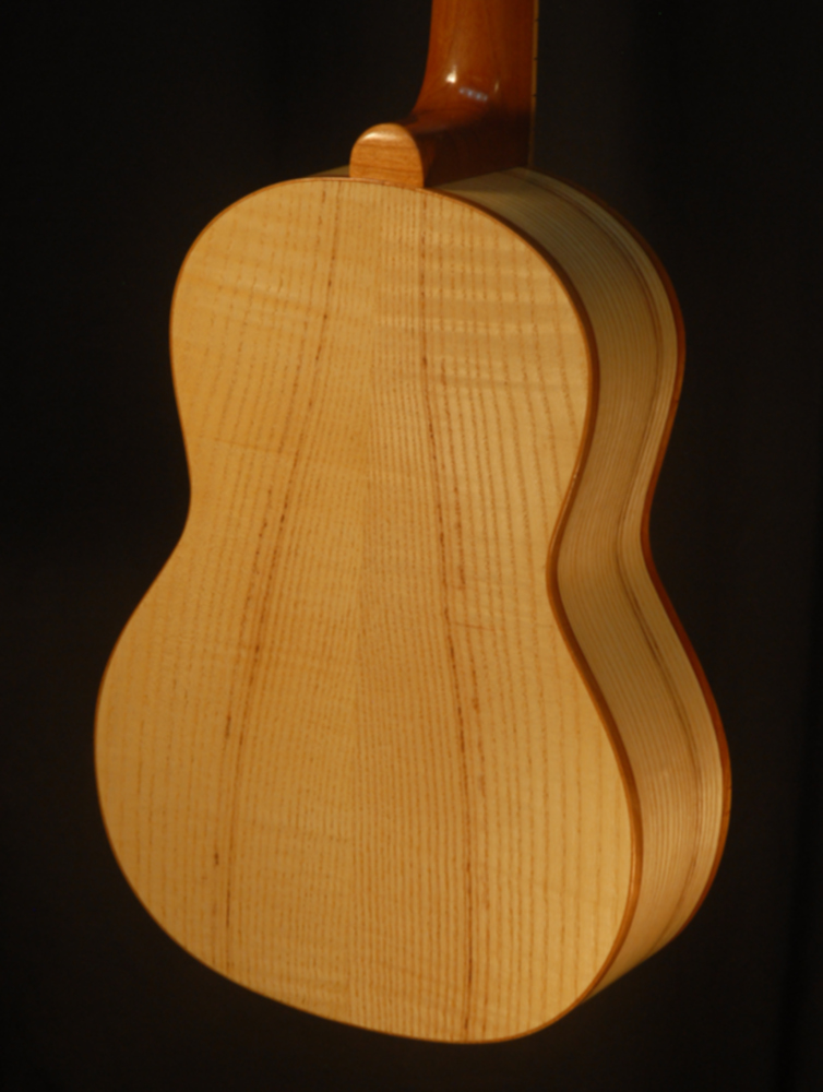 rear view of the body of michael mccarten's Tenor flat top ukulele model