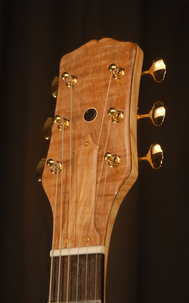 front view of the headstock of michael mccarten's DC13T thinline double cutaway electric guitar model